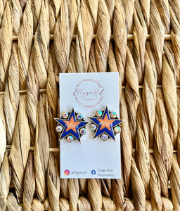 Blue Astros star earrings