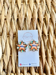 Orange Astros star earrings