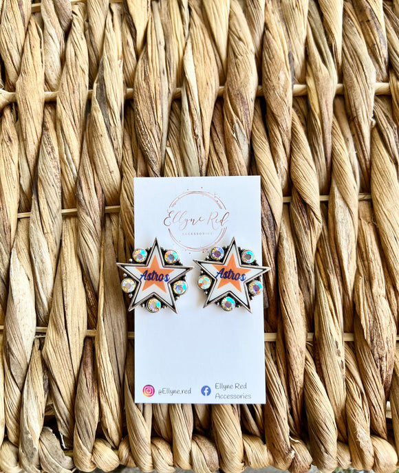 White Astros star earrings