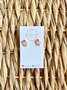 Skull with pink bow earrings