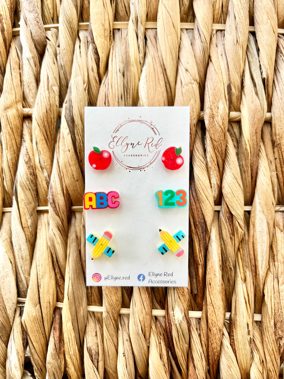 School 3 pack earrings