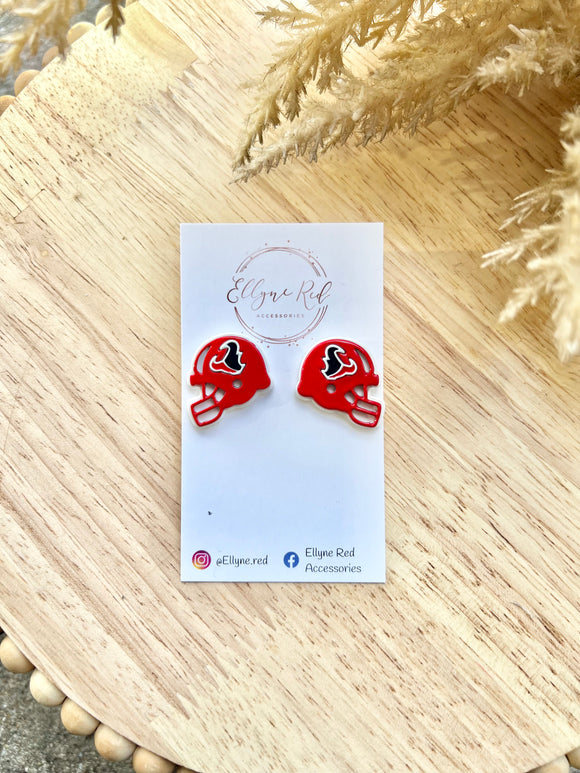 Red Texan helmet earrings