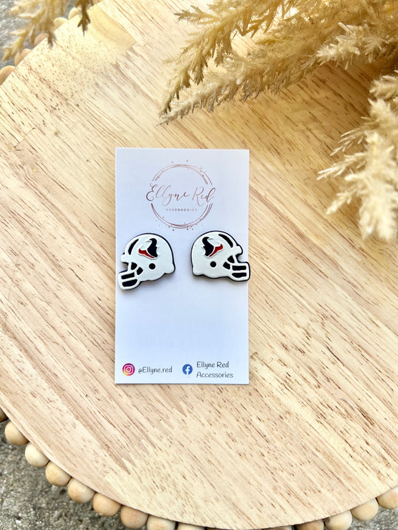 White Texan helmet earrings